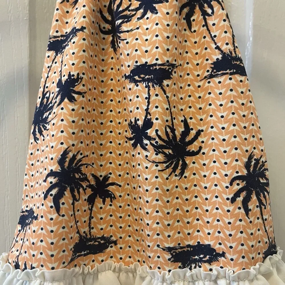 Eberjey Peach Midnight Palm Trees Halter Swimsuit One Piece Girls Size 2 years